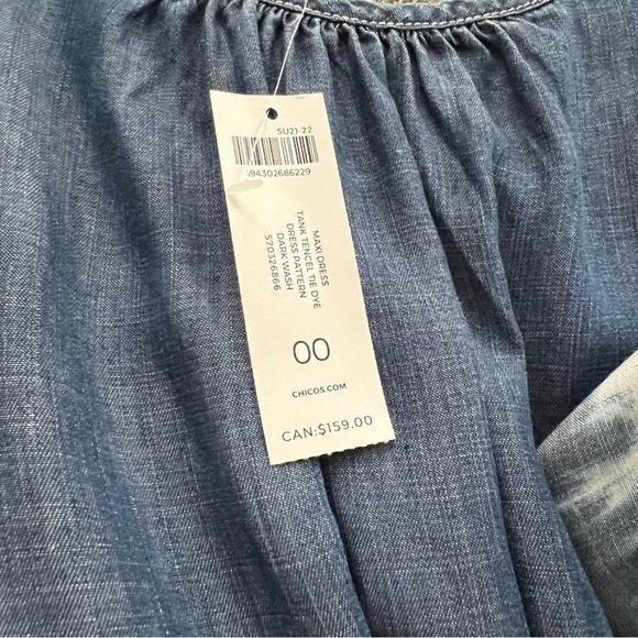 NWT Chico’s Tencel Tie Dye Maxi Tank Dress Blue Size 00 (XS) - Picture 11 of 13
